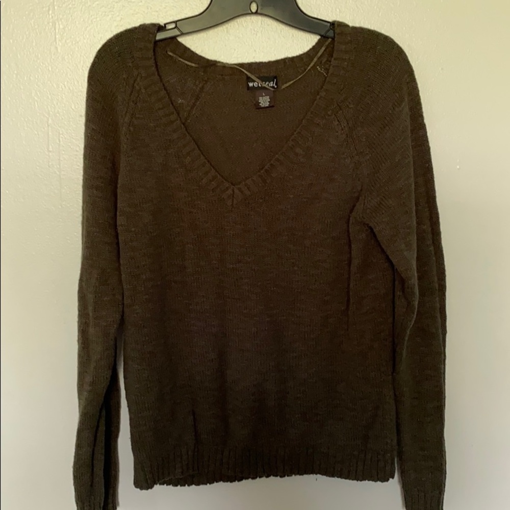 Olive V-neck sweater